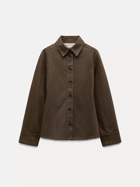 Zara Brown Button-Down Long-Sleeve Shirt
